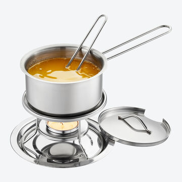 Produktbild für 'Saucen- und Butterwärmerset aus Edelstahl hält zuverlässig warm'