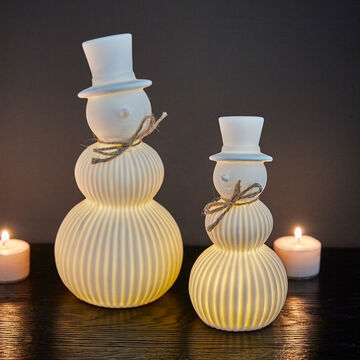 Produktbild f�r 'Schneemann mit LED-Beleuchtung - Keramik, Wei�'