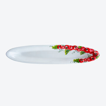 Produktbild für 'Servierplatte: Traditionelle Keramik mit handbemaltem Tomatendekor'