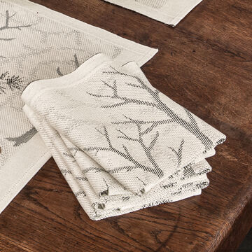 Produktbild für 'Servietten: Winterwald-Impressionen auf schwedischer Jacquard-Tischwäsche'