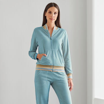 Produktbild für 'Sportiver Wellness-Anzug aus weichem Nicki-Stoff, Nachtwäsche, Pyjama, Schlafbekleidung, Loungewear, Nachthemd, Schlafanzug'