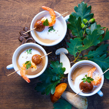 Produktbild für 'Steinpilzcappuccino mit Garnelen'