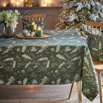 Produktbild für 'Tannengrüner Jacquard-Tischdecke mit eingewebtem Muster'