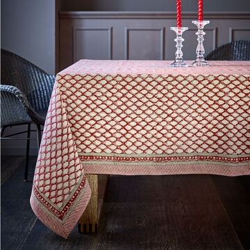 Produktbild f�r 'Tischdecke Zypressen - traditionelles Blockprint auf 100 % Leinen'