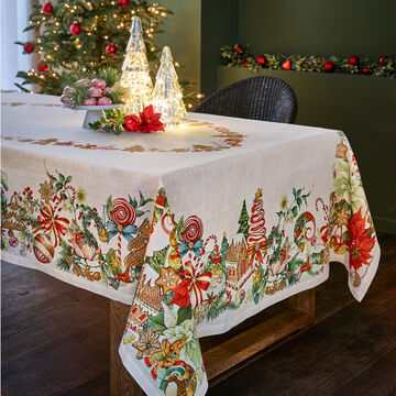 Produktbild fr 'Tischdecke aus Leinen Weihnachtsleckereien - 100 % Leinen, 45/170 cm'