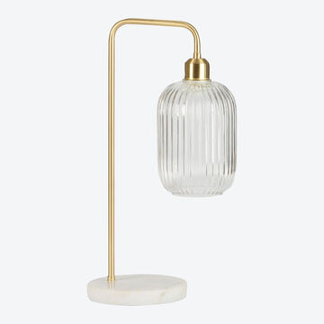Produktbild für 'Tischlampe im aktuellen Marmor-Gold Design, Tischleuchte, Nachttischlampe, Lampenschirm'