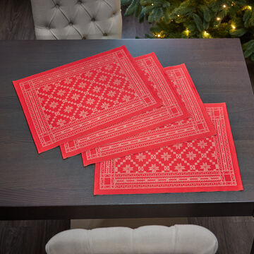 Produktbild f�r 'Tischsets: Schwedische Weihnachtstischw�sche mit klassischem Sternmuster'