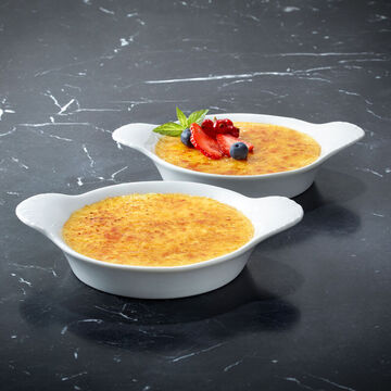 Produktbild für 'Typisch französisch: Flammfeste Porzellan crème brûlée Dessert-Förmchen'