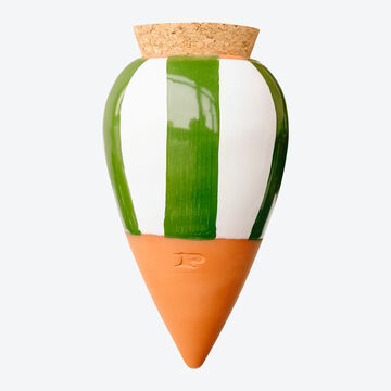 Produktbild für 'Wasserspender für Pflanzen aus Ton - Grün/Weiß-gestreift'