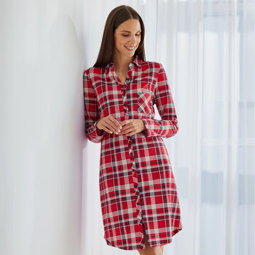 Produktbild für 'Weiches Baumwoll-Nachthemd mit klassischem Karomuster, Nachtwäsche, Pyjama, Schlafbekleidung, Loungewear, Schlafanzug'