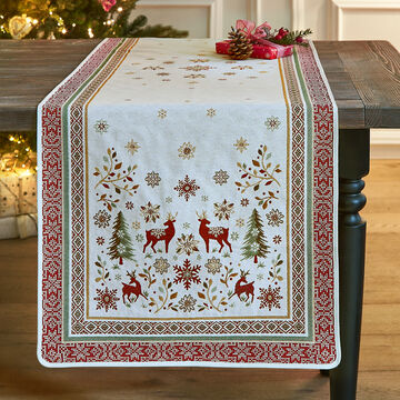 Produktbild für 'Weihnachtlicher Tischläufer in schwerer Double-Jacquard-Qualität'