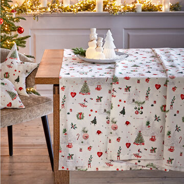 Produktbild fr 'Weihnachtstischdecke Xmas - Allover-Muster auf Wei'