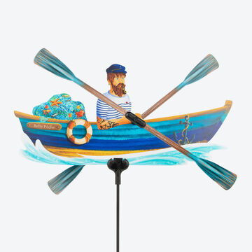 Produktbild fr 'Windspiel Ruderboot 60 x 35 cm - Gartendeko aus der Bretagne'