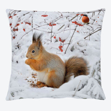 Produktbild für 'Winterliche Kissenhülle mit fotorealistischem Tiermotiv'