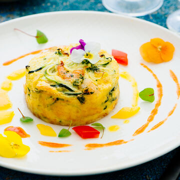 Produktbild für 'Zucchini-Spaghetti Garnelen Flan mit bunter Paprika Cremesauce'