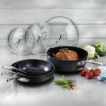 Produktbild fr '3-tlg. Set: Professionelle, hartanodisierte Hagen Grote Hochraumpfannen mit Deckel'