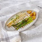 Produktbild für 'Porzellan-Spargel- und Servierplatte mit Abtropfstegen'