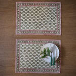 Produktbild fr '2er-Set Tischsets Zypressen - traditionelles Blockprint auf 100 % Leinen'