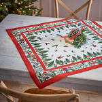 Produktbild fr 'Festliche Leinen-Tischdecke Weihnachtswald - 100 % Leinen, Wei, Rot/Grn'