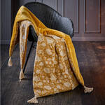 Produktbild fr 'Plaid Zypressen - traditionelles Blockprint auf 100 % Leinen, Unterseite 100 % Baumwollsamt, 80/180 cm'