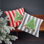 Produktbild fr 'Weihnachtskissen - Kissenhlle gestreift mit festlichem Tannenbaum, 40/40 cm'