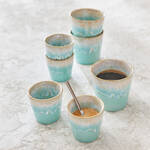 Produktbild f�r 'Kaffeebecher: Handgefertigtes Steingutgeschirr in mediterranen Blaut�nen'