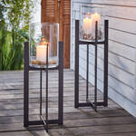 Produktbild für 'Elegantes Bodenwindlicht mit Glaseinsatz, Windlicht, Kerzenhalter, Kerzenständer, Gartenwindlicht'