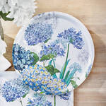 Produktbild fr 'Holztablett rund, blaue Hortensien -  38 cm, Birkenholz, Melaminbeschichtung'