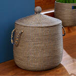 Produktbild fr 'Lambert Korb Drongco - Seegras, /H ca. 45/56 cm, Natur/ Blau'