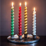 Produktbild fr '4er-Set Kerzen - Kunstvoll gedrehte Stabkerzen, Handarbeit, Mineralwachs, /H 2/26 cm'