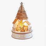 Produktbild fr 'Spieluhr Winterdorf aus Holz mit warmweien LEDs, /H 15/25 cm'