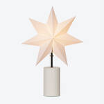 Produktbild fr 'Sternlampe mit plissiertem Papierschirm, Holzsockel, Wei/Grau, B/T/H 35/15/50 cm'