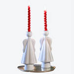 Produktbild fr 'Engel-Kerzenstnder - Glas, wei, /H ca. 29/34 cm, fr Stabkerzen'