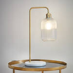 Produktbild für 'Tischlampe im aktuellen Marmor-Gold Design, Tischleuchte, Nachttischlampe, Lampenschirm'