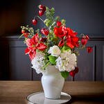 Produktbild fr 'Blumenstrau mit Amaryllis und Weihnachtsstern - ca.  45, Stiele bis zu 80 cm hoch, dekorativer Strau mit Kunstblumen in Rot/W'