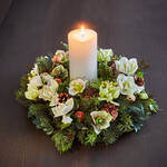 Produktbild fr 'Weihnachtskranz Christrose -  ca. 38 cm, handgebundener Kranz mit Kunstblumen'