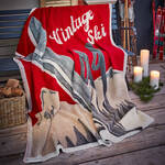 Produktbild für 'Strapazierfähige Walk-Wolldecke mit Vintage Ski-Motiv'