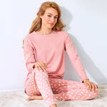 Produktbild fr 'Pyjamahose Damen - Baumwoll-Elasthan-Mix, Rosa/Wei gepunktet, Gren XS/36 bis XXXL/48'
