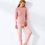 Produktbild fr 'Pyjamahose Damen - Baumwoll-Elasthan-Mix, Rosa/Wei gepunktet, Gren XS/36 bis XXXL/48'