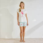 Produktbild f�r 'Damen-Nachtw�sche-Kurzarm-Shirt mit Flamingo-Print'