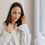 Produktbild fr 'Damen Bademantel - mit feinen Ziernhten, 100 % Baumwolle'