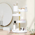 Produktbild fr 'Make-up Organizer drehbar, 5 hhenverstellbare Fcher - Wei/Messing, 23/23/35 cm'
