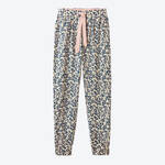 Produktbild fr 'Pyjamahose Damen - Leo-Print, Sand/Grau, angenehmer Baumwoll-Elasthan-Mix'