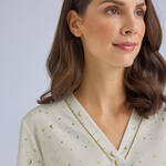 Produktbild fr 'Nachthemd - 100 % Baumwolle, Interlock-Jersey, Sternenmuster Gold auf Creme'