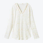 Produktbild fr 'Damen-Pyjama - 100 % Baumwolle, Interlock-Jersey, Sternenmuster Gold auf Creme'