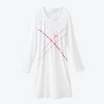 Produktbild fr 'Nachthemd - 100 % Baumwolle, Interlock-Jersey, Wei, dezente Applikationen bunter Satinbnder'