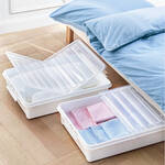 Produktbild fr 'Aufbewahrungsbox 60 l - praktische Unterbettkommode mit Rollen und faltbarem Deckel, B/H/T ca. 59/18,5/79 cm'