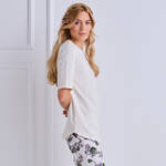 Produktbild fr 'Damen Halbarm Schlafshirt zum Kombinieren – Natur'