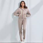 Produktbild fr 'Damen-Hausanzug - weicher Sweatstoff aus 95 % Baumwolle, 5 % Elasthan, innen angeraut, Beige'