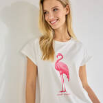 Produktbild f�r 'Damen-Nachtw�sche-Kurzarm-Shirt mit Flamingo-Print'